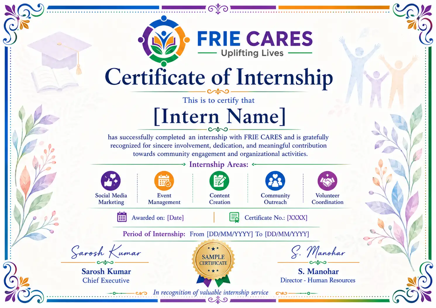 FRIE CARES Internship certificate